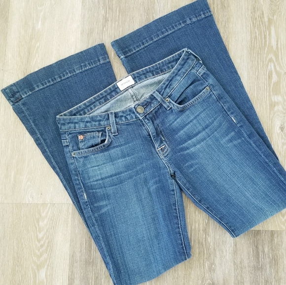 Hudson Vintage Low Rise Wide Leg Flare Women's Y2K Blue Jeans Flap Pockets sz 26 - Picture 7 of 14